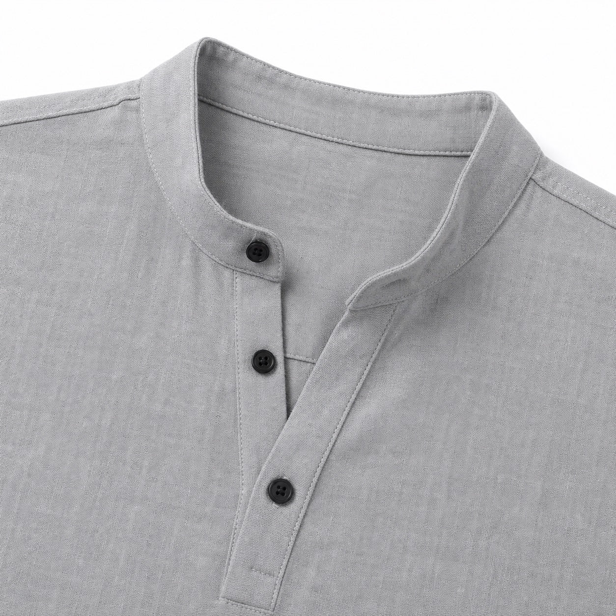 Men's Linen-Look Henley Shirt Roll-Tab Sleeve Relaxed Fit