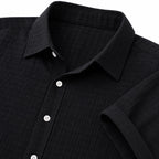 Men's Textured Button Shirt Cuffed Short-Sleeve Relaxed Fit