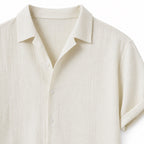 Men's Textured Button Shirt Cuffed Short-Sleeve Relaxed Fit