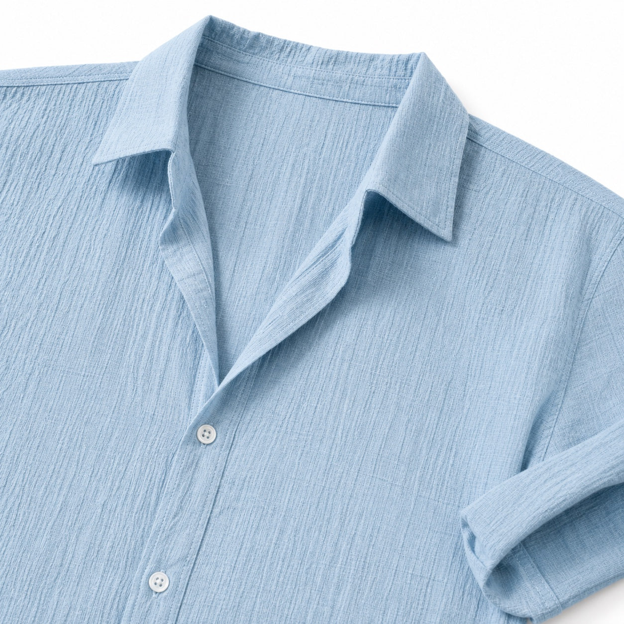 Men's Textured Button Shirt Cuffed Short-Sleeve Relaxed Fit