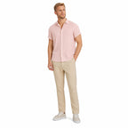 Men's Textured Button Shirt Cuffed Short-Sleeve Relaxed Fit