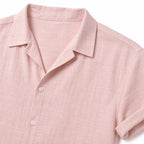 Men's Textured Button Shirt Cuffed Short-Sleeve Relaxed Fit