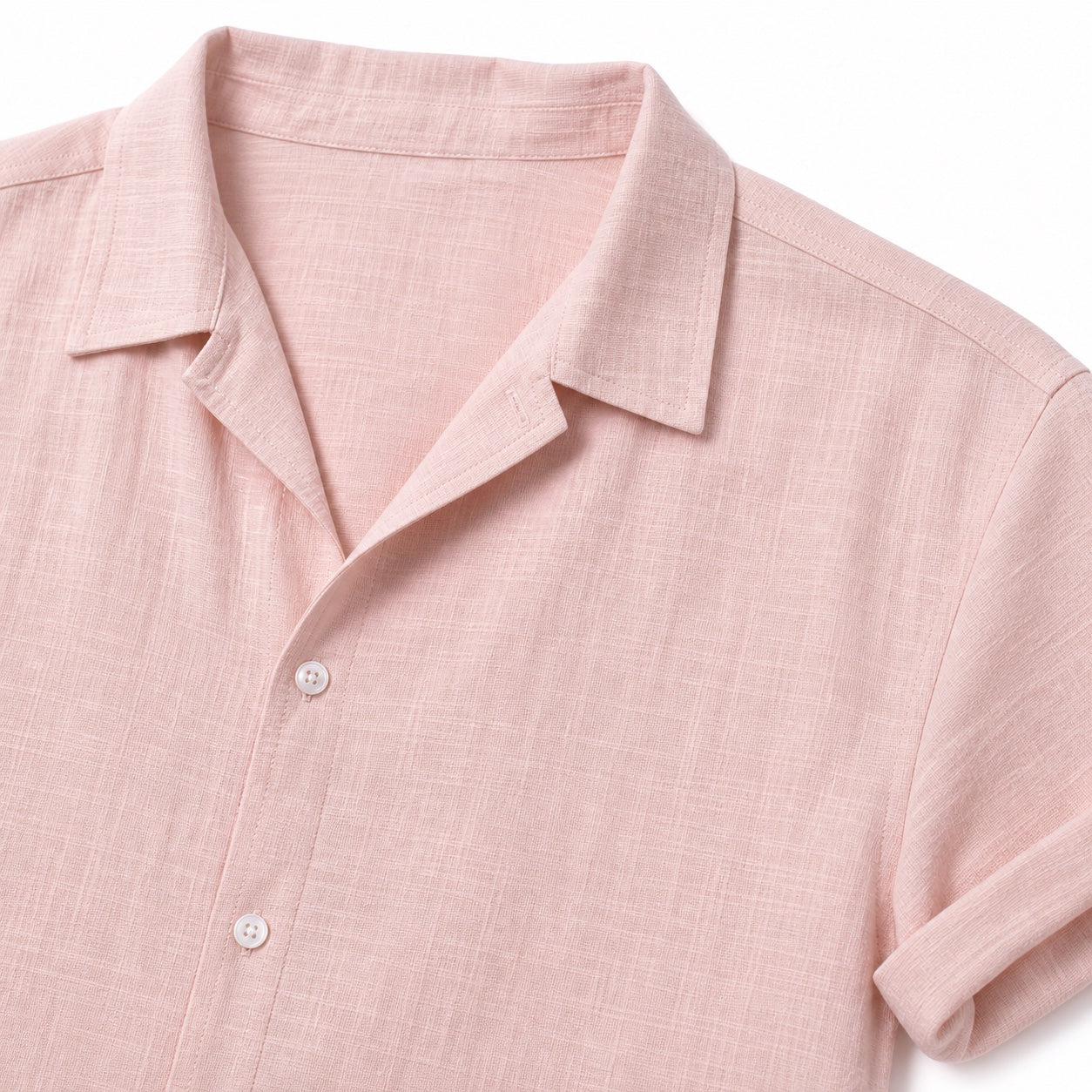 Men's Textured Button Shirt Cuffed Short-Sleeve Relaxed Fit