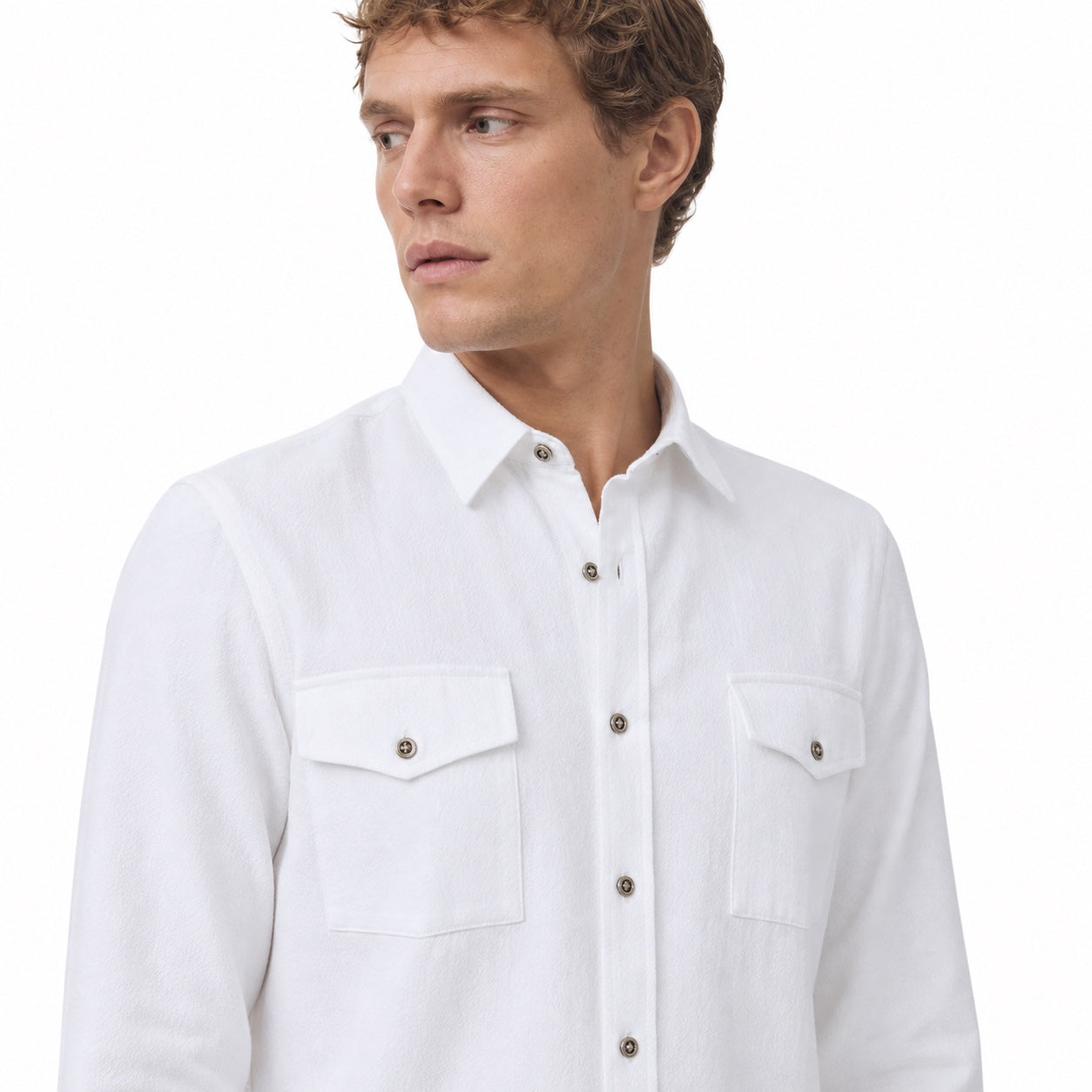 Men's Dual-Pocket Utility Shirt Long Sleeve Relaxed Fit