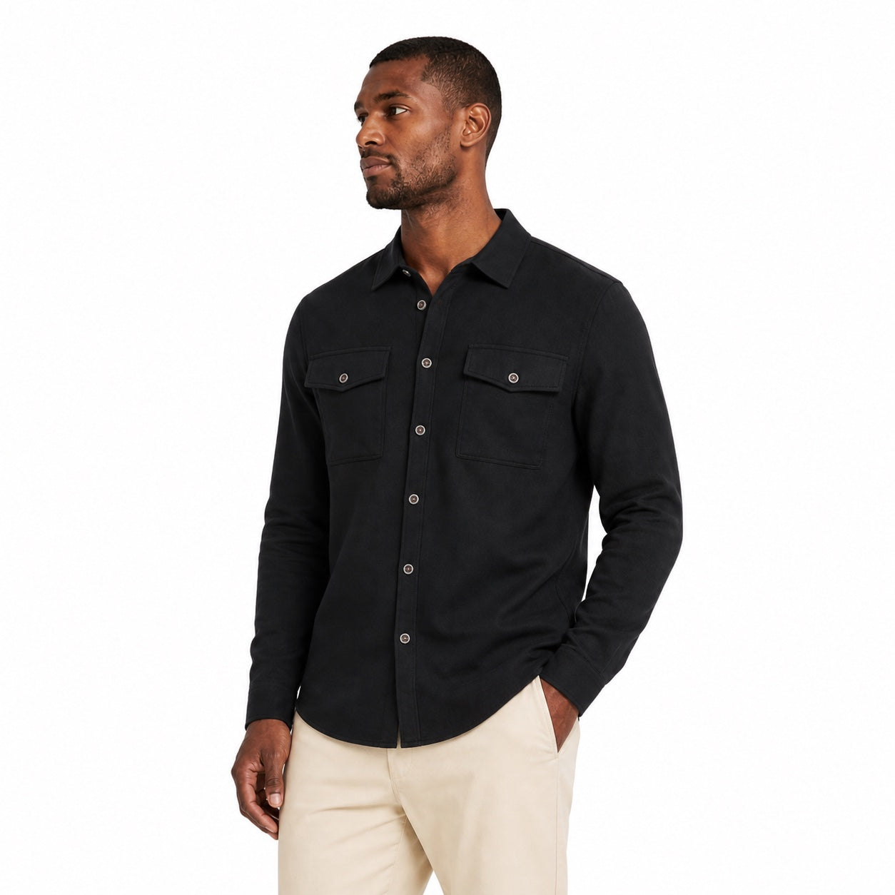 Men's Dual-Pocket Utility Shirt Long Sleeve Relaxed Fit