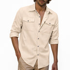 Men's Dual-Pocket Utility Shirt Long Sleeve Relaxed Fit