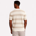 Men's Striped Knit Polo Open Collar Short Sleeve