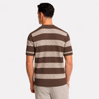 Men's Striped Knit Polo Open Collar Short Sleeve