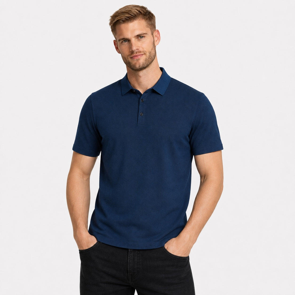 Men's Short Sleeve Polo Button Regular Fit