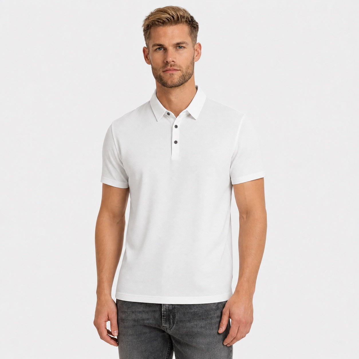 Men's Short Sleeve Polo Button Regular Fit