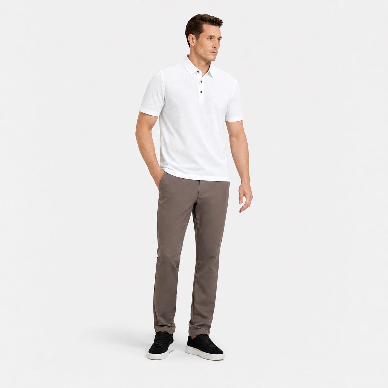 Men's Short Sleeve Polo Button Regular Fit