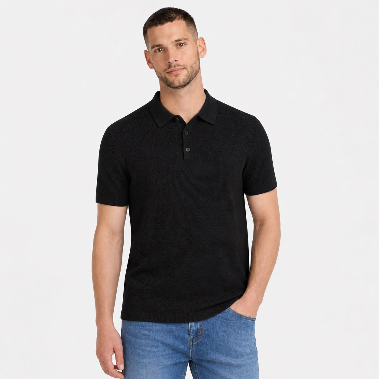 Men's Short Sleeve Polo Button Regular Fit