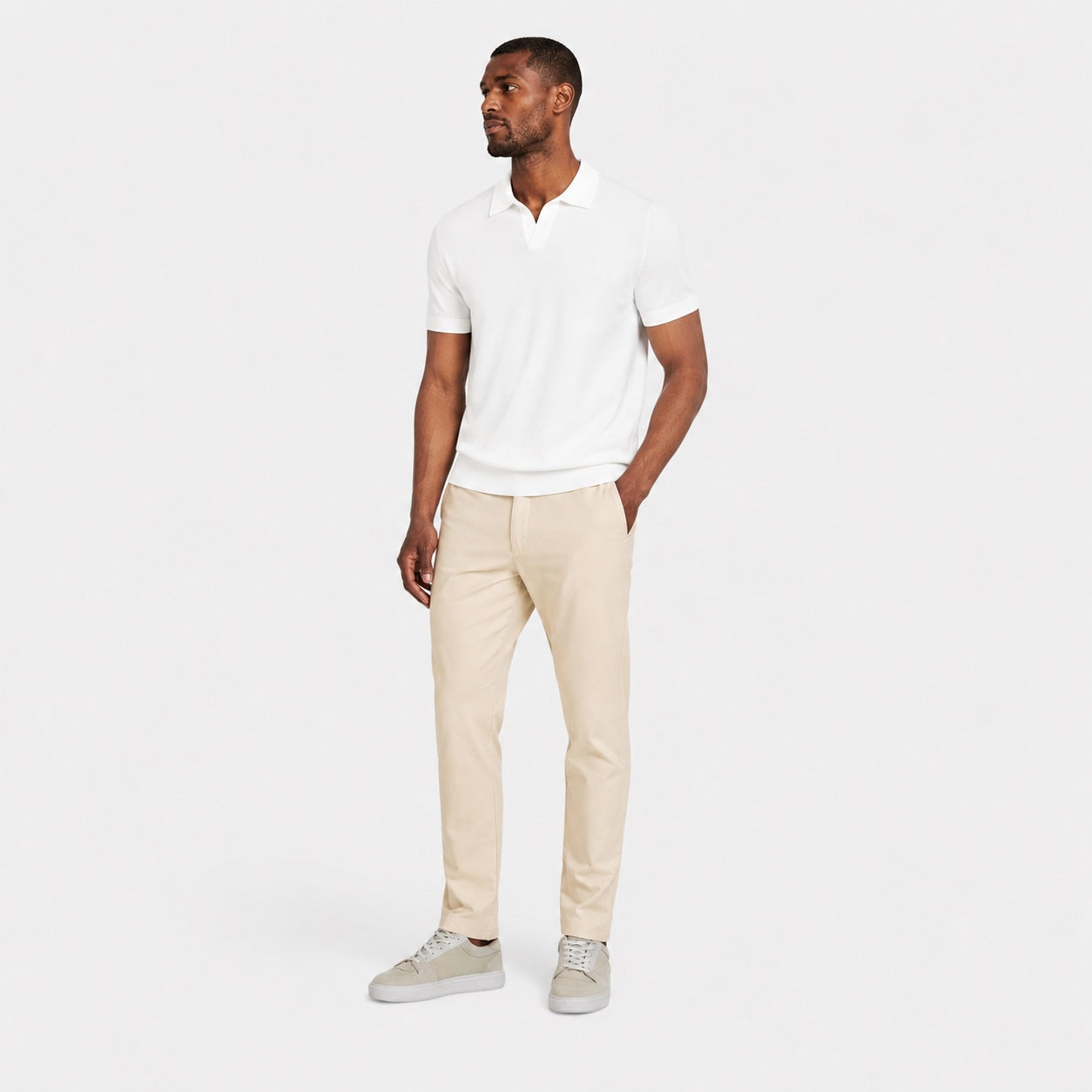Men's Fine-Knit Polo Open Collar Short Sleeve Regular Fit