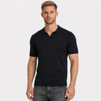 Men's Fine-Knit Polo Open Collar Short Sleeve Regular Fit