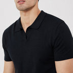Men's Fine-Knit Polo Open Collar Short Sleeve Regular Fit