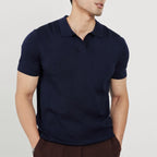 Men's Fine-Knit Polo Open Collar Short Sleeve Regular Fit