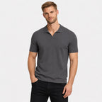 Men's Fine-Knit Polo Open Collar Short Sleeve Regular Fit