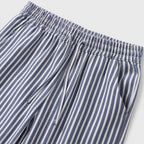 Blue striped drawstring cropped trousers detail