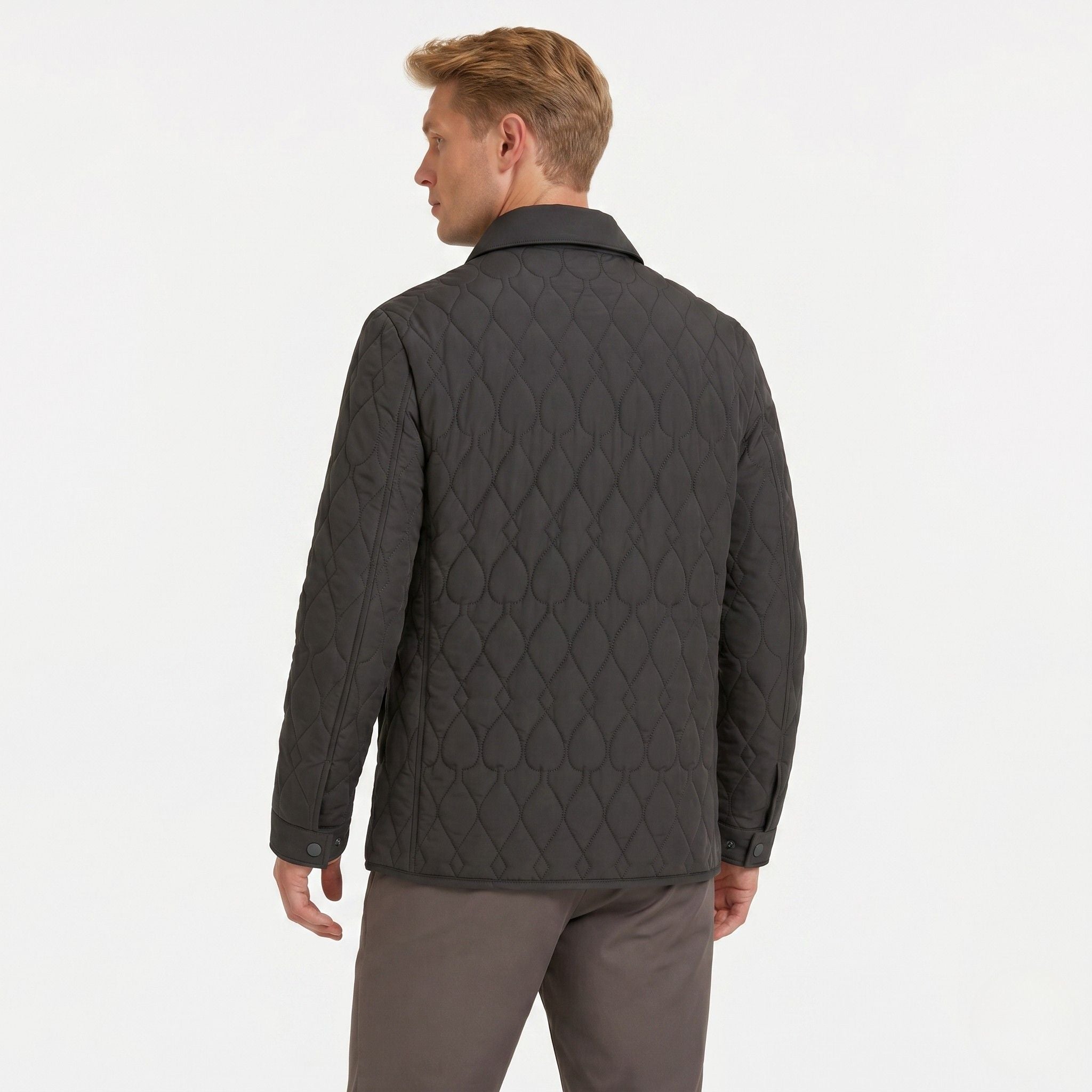 Men's Jacket Diamond Quilted Button Regular Fit