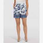 White and blue botanical shorts front